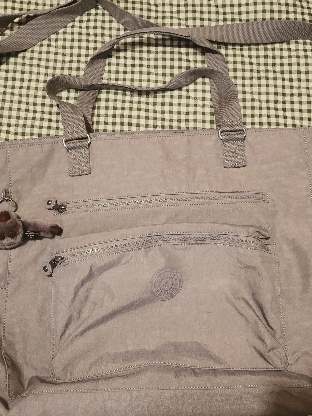 Kipling Light Gray Nylon Tote Bag